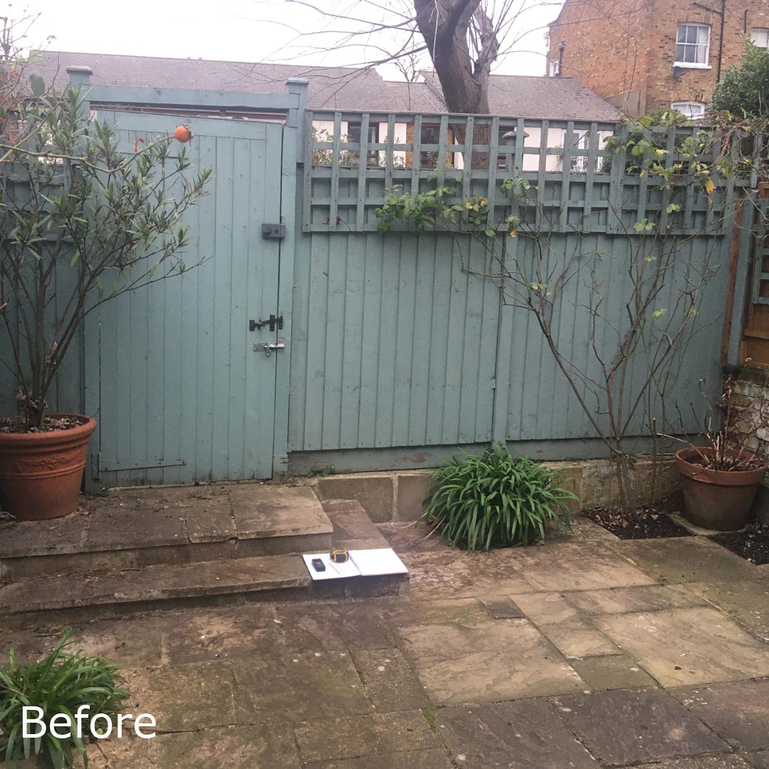 The garden before renovation was drab and not in keeping with the Scandinavian style of the house interior.