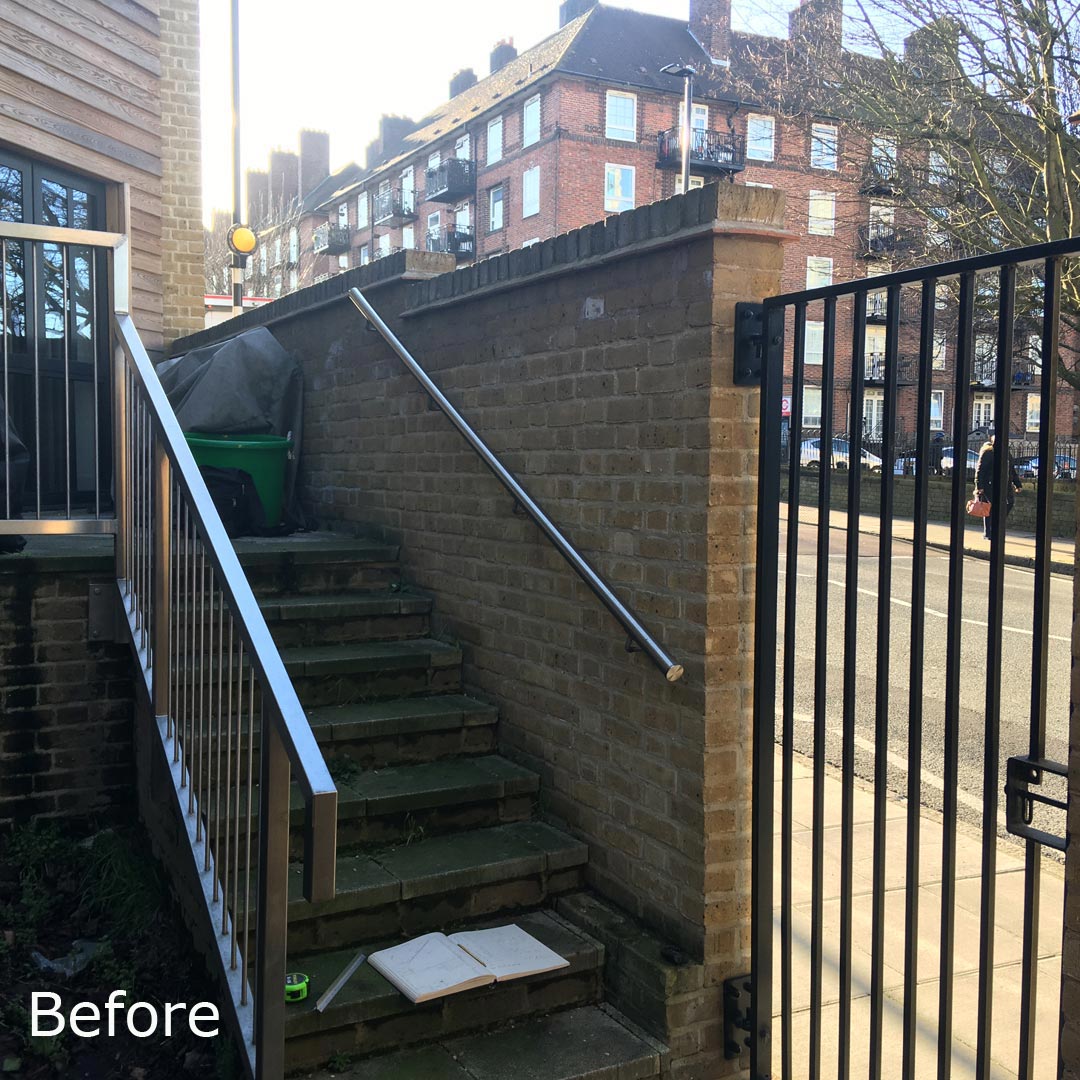 Before, anybody could look through the metal gates. The steps were not making the most of the space and clearly need to be repositioned.