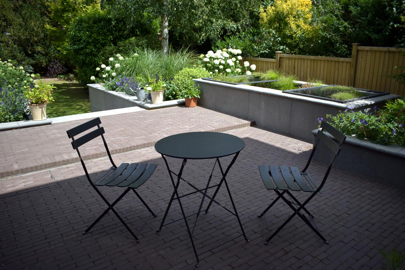 The atmospheric lower terrace is an inviting space to sit and drink coffee in.