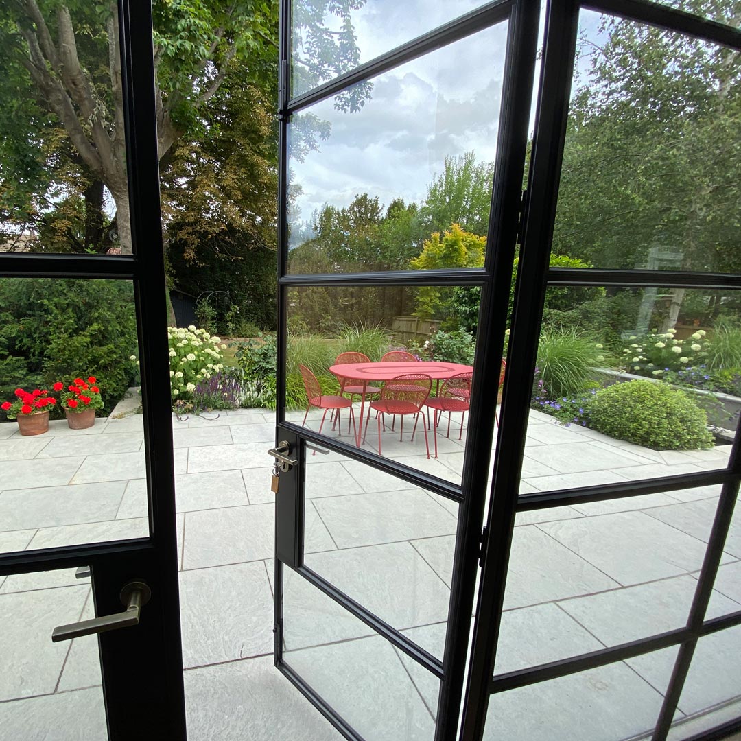 Stunning Crittal doors frame the view into the garden.