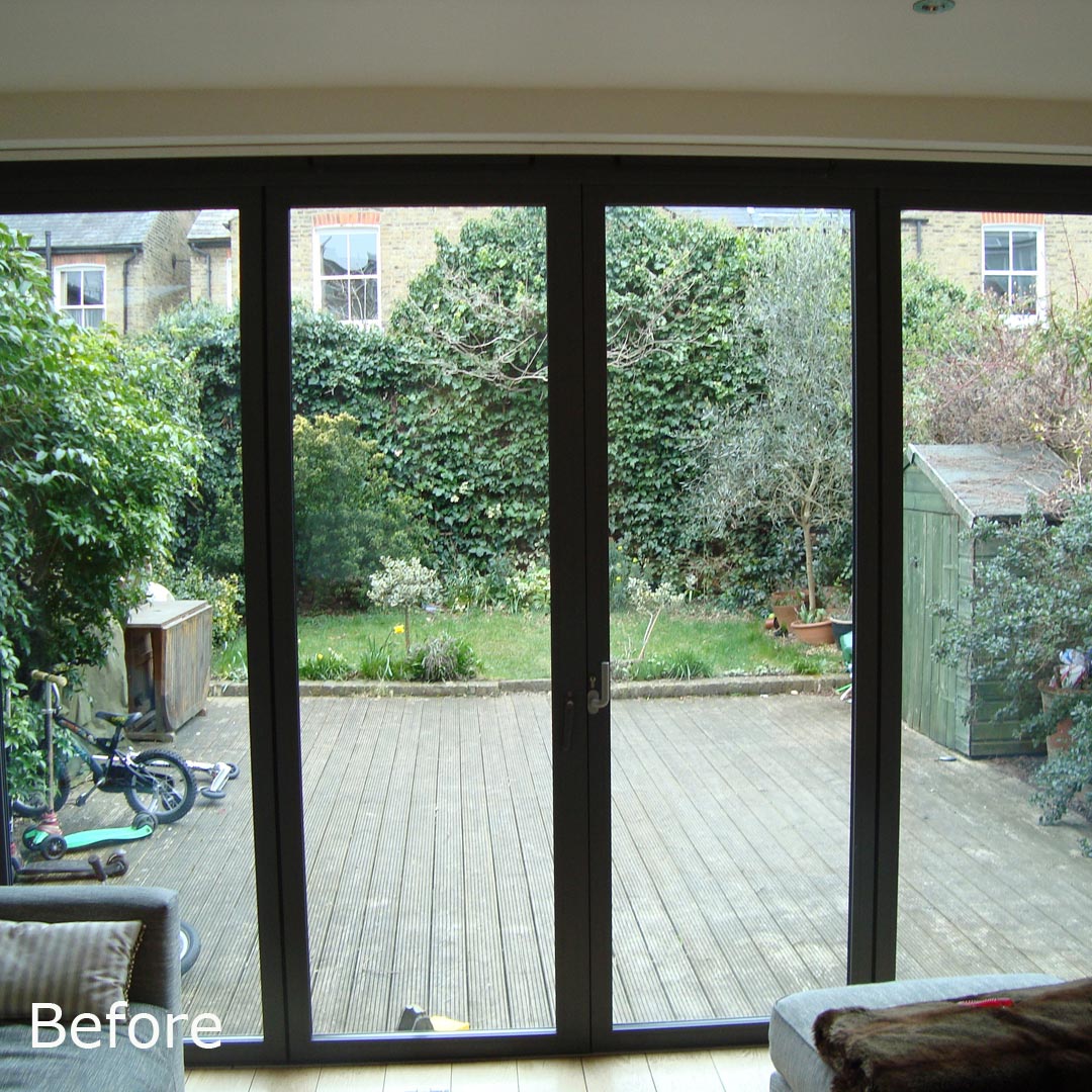 The garden in Kew, London, TW9 before renovation. The client wanted to fit a lot into a small space.