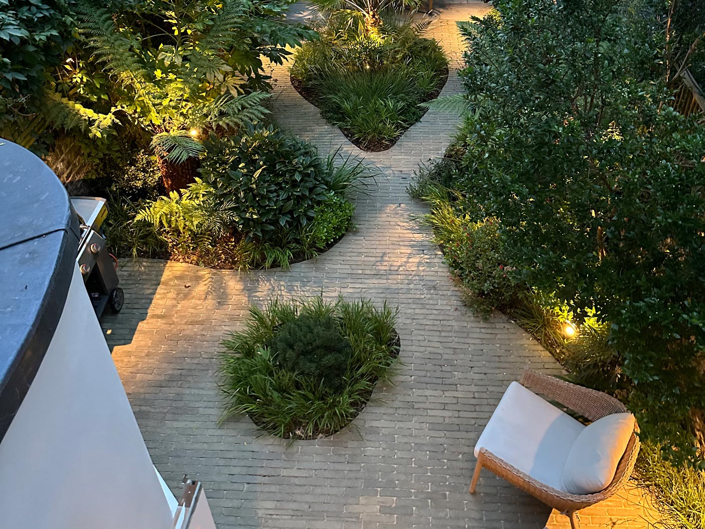 Looking at the garden from above reveals a dynamic design.