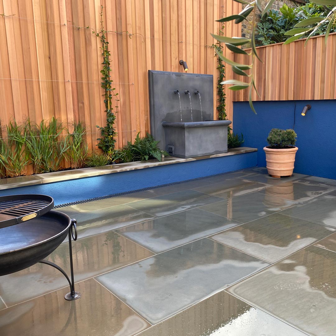 The upper terrace of the garden has been transformed into a Scandinavian paradise.