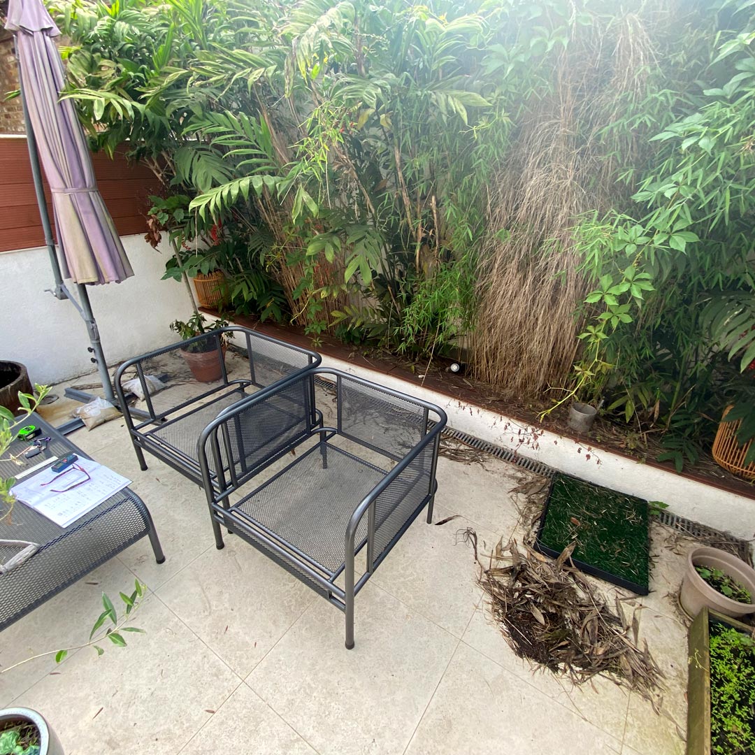 Before the transformation the garden terrace was uninviting.