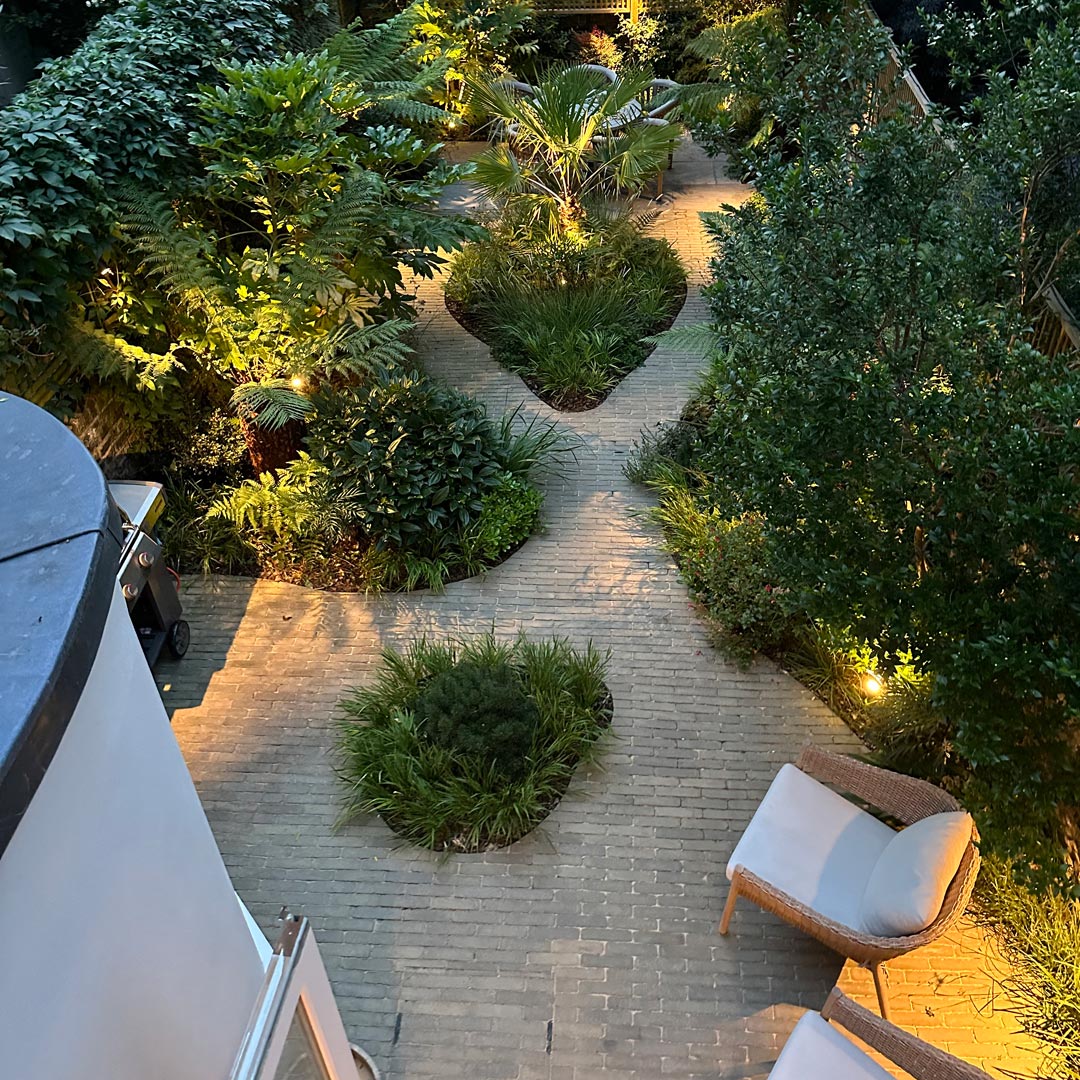 Looking down onto the garden gives an overall sense of the design layout.
